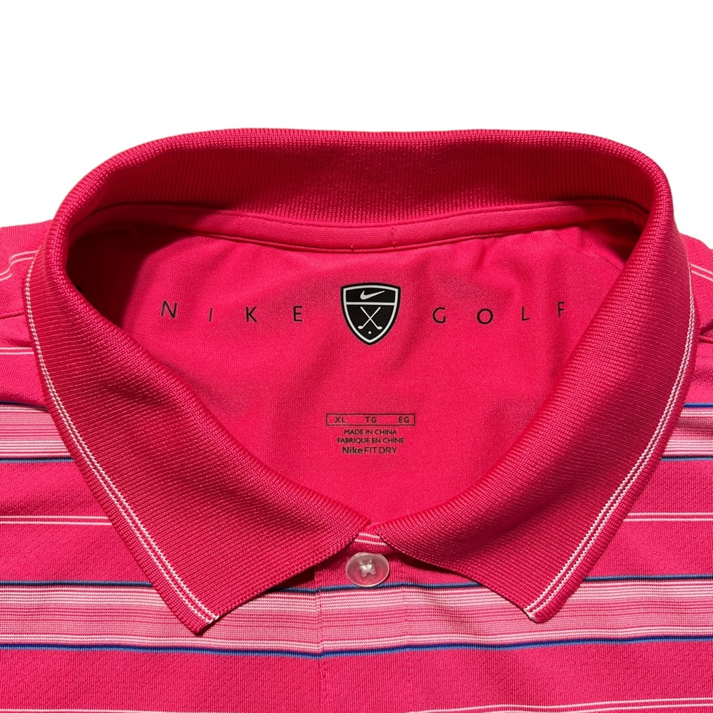 Nike Golf Pink Striped Polo Shirt Men’s XL - Picture 4 of 7